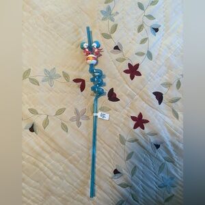 Blue Spiral Straw with Thing one and two Topper
